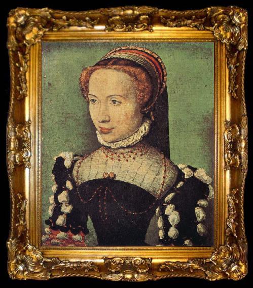 framed  CORNEILLE DE LYON Portrait of Gabrielle de Roche-chouart, ta009-2